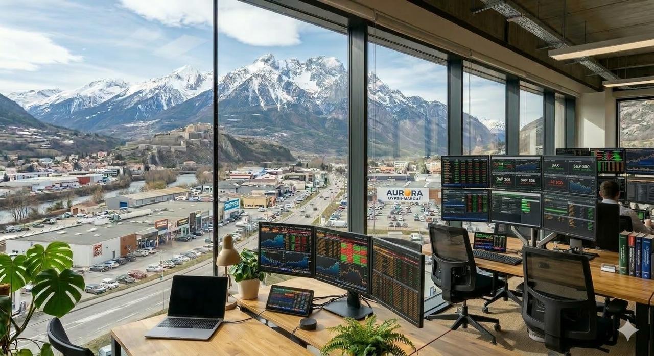 Alpesdata — espace de travail vue montagne